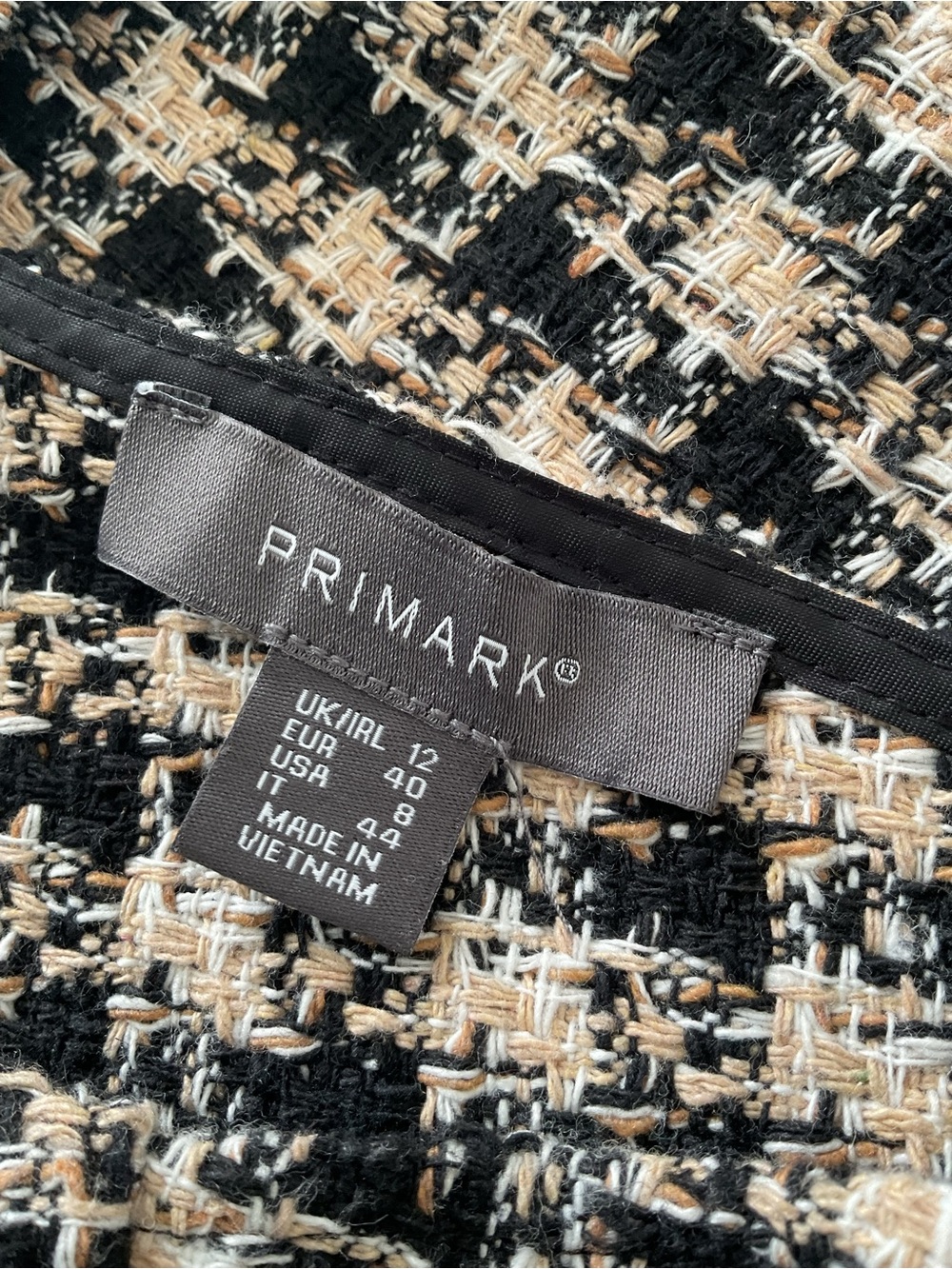 Primark Tweed Pinafore Mini Dress Black Beige Women’s Size 8 - Picture 5 of 14